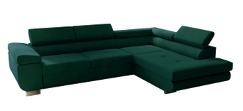 Narożnik z funkcją spania Miami - prawostronny- kolor butelkowa zieleń