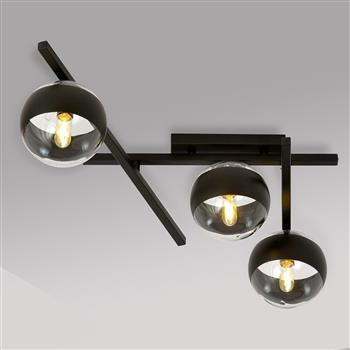 SMART 3 BLACK/STRIPE 1105/3 nowoczesny plafon sufitowy czarny szklane klosze