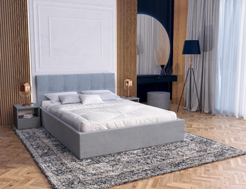 Łóżko tapicerowane RINO - Welur, kolor: SZARY - 160 x 200