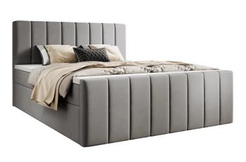Łóżko kontynentalne z pojemnikiem na pościel - WELWET I 200x200 cm - kolor szary