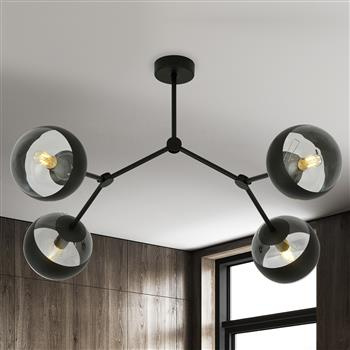 SPACE 4 BLACK/STRIPE 1135/4 lampa sufitowa czarna szklane klosze