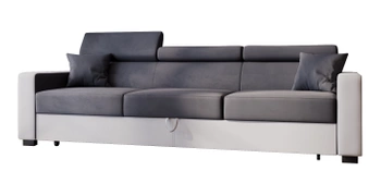 Kanapa z funkcją spania Fados - wykonana w 2 rodzajach tkanin - kolor szary/biały