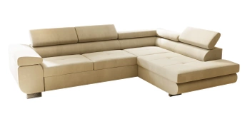 Narożnik z funkcją spania Miami - prawostronny- kolor kremowy