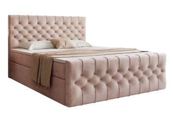 Łóżko kontynentalne z pojemnikiem na pościel - KOSTA  180x200 cm - kolor różowy