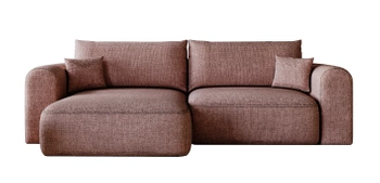 Wygodny narożnik Nexto – lewostronny narożnik do salonu z funkcją spania - kolor różowy