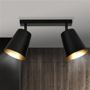 PRISM 2 BLACK-GOLD 406/2 spot plafon sufitowy regulowane klosze czarne złoty środek