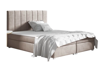 Łóżko kontynentalne z pojemnikiem na pościel - ANNA 180x200 cm - kolor beżowy