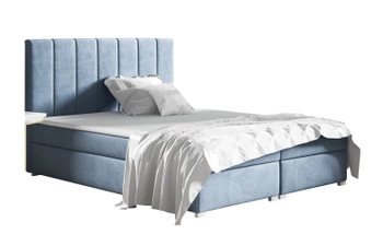 Łóżko kontynentalne z pojemnikiem na pościel - ANNA 160x200 cm - kolor jasny niebieski