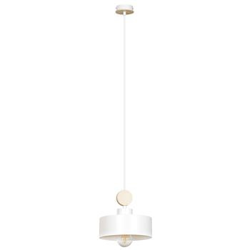 TUNISO 1 WHITE 583/1 wisząca lampa styl skandynawski drewno biała szeroki klosz