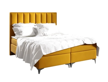 Łóżko kontynentalne z pojemnikiem na pościel - ZOFIA 120x200 cm - kolor żółty