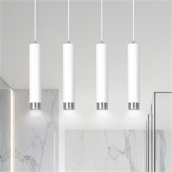 KIBO 4 WHITE-CHROME 641/4 designerski spot wiszący białe tuby srebrne dodatki