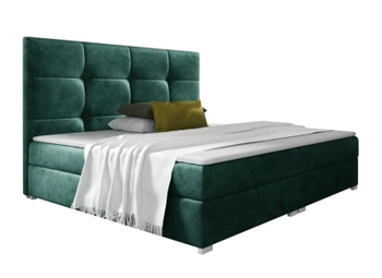 Łóżko kontynentalne z pojemnikiem na pościel - HARI I 180x200 cm - kolor zielony