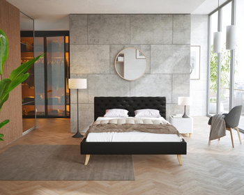 Łóżko tapicerowane KALIFORNIA- TRINITY (CZARNY) - 160 x 200