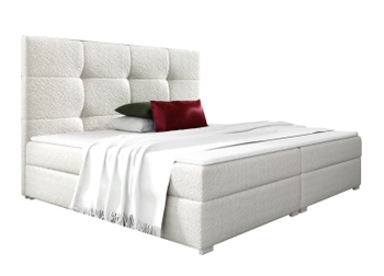 Łóżko kontynentalne z pojemnikiem na pościel - HARI I 140x200 cm - kolor biały