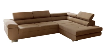 Narożnik z funkcją spania Miami - prawostronny- kolor brązowy