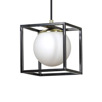 SPAZIO 1 BLACK 687/1 lampa wisząca loft kwadraty szklany klosz design