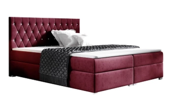 Łóżko kontynentalne z pojemnikiem na pościel - CAMILIE 180x200 cm - kolor bordowy