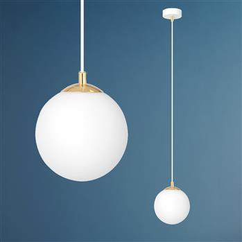 ROYAL 1 WHITE 1244/1 lampa wisząca zwis złota klosz kula DESIGN