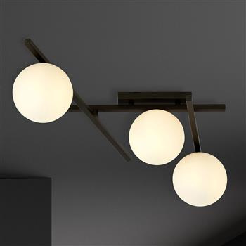 SMART 3 BLACK/OPAL 1103/3 nowoczesny plafon sufitowy czarny szklane klosze