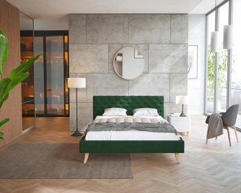 Łóżko tapicerowane KALIFORNIA- TRINITY (BUTELKOWA ZIELEŃ) - 160 x 200