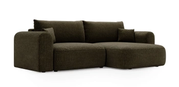 Wygodny narożnik Nexto – prawostronny narożnik do salonu z funkcją spania - kolor zielony