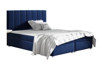 Łóżko kontynentalne z pojemnikiem na pościel - ANNA 160x200 cm - kolor granatowy