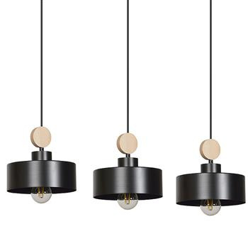TUNISO 3 BLACK 582/3 wisząca lampa styl skandynawski drewno czarna szeroki klosz