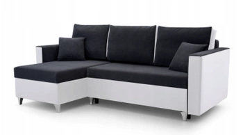 Narożnik z funkcją spania Rio - lewostronny - kolor jasny czarny/biały