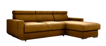 Narożnik z funkcją spania Madryt - prawostronny - kolor żółty