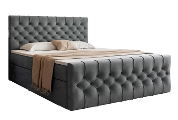 Łóżko kontynentalne z pojemnikiem na pościel - KOSTA 200x200 cm - kolor szary