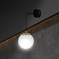 OGNIS K1 BLACK 966/K1 kinkiet regulowany złote elementy szklany biały klosz